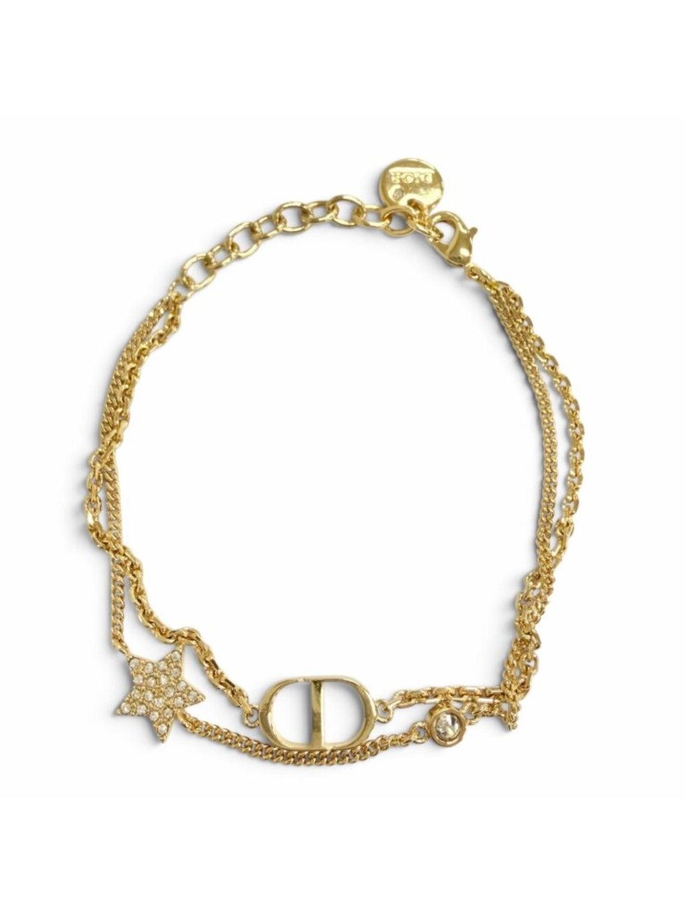 Dior Petit CD Double Bracelet Crystal Star Gold